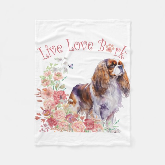 Cobertor De Velo Cavalier King Charles Spaniel Dog Mãe Floral (Frente)
