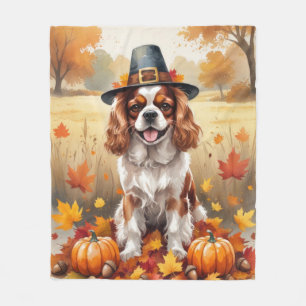 Cobertor De Velo Cavalier King Charles Spaniel Folhas de Outono