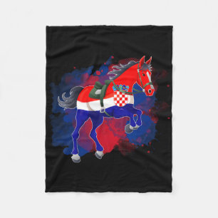 Cobertor De Velo Cavalo Andando Bandeira da Croácia