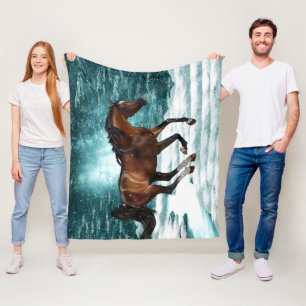 Cobertor De Velo Cavalo Árabe Galopante Tema de Inverno