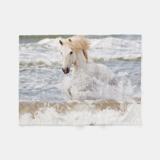 Cobertor De Velo Cavalo Camargue nas Ondas (Frente (Horizontal))