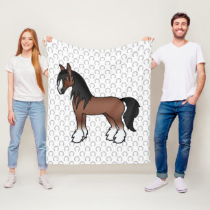Cobertor De Velo Cavalo de Cartoon Castanho Vanner Clydesdale Shire