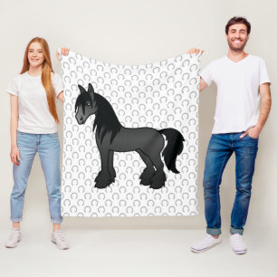 Cobertor De Velo Cavalo de Cartoon Negro Vanner Clydesdale Shire