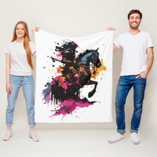 Cobertor De Velo Cavalo de cavalaria de guerra na aquarela