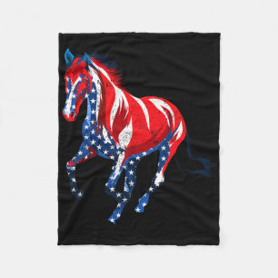 Cobertor De Velo Cavalo Distante Usa Bandeira Americana Vintage Hor