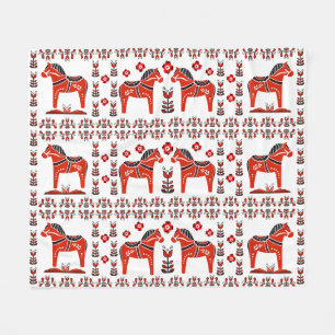 Cobertor De Velo Cavalo folk de Dala, nórdico/norueguês, branco/v