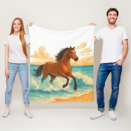 Cobertor De Velo Cavalo Majestoso Erguendo-se do Mar Poder e Liberd