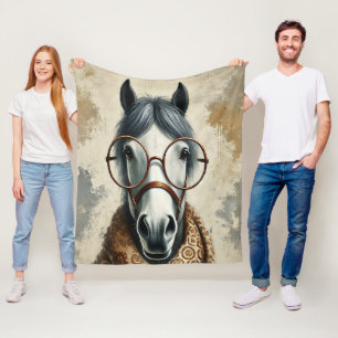 Cobertor De Velo Cavalo na moda com Óculos - Arte Venenosa Engraçad