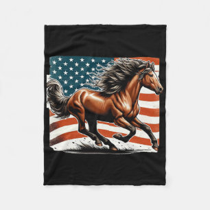 Cobertor De Velo Cavalo Patriótico de Bandeira Americana Andando Lo