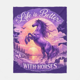 Cobertor De Velo Cavalo Roxo em Crepúsculo Arte de Fantasia