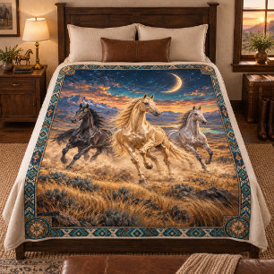 Cobertor De Velo Cavalos Akhal-Teke do Rebanho Dourado