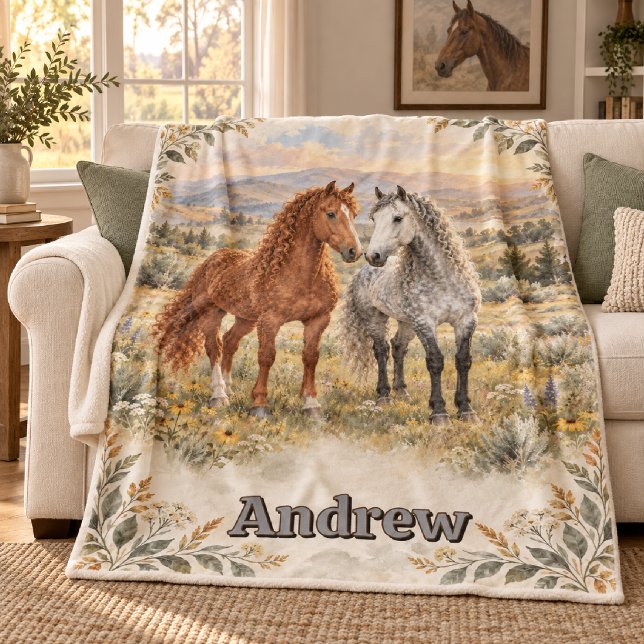 Cobertor De Velo Cavalos American Bashkir Curly Prado (Criador carregado)