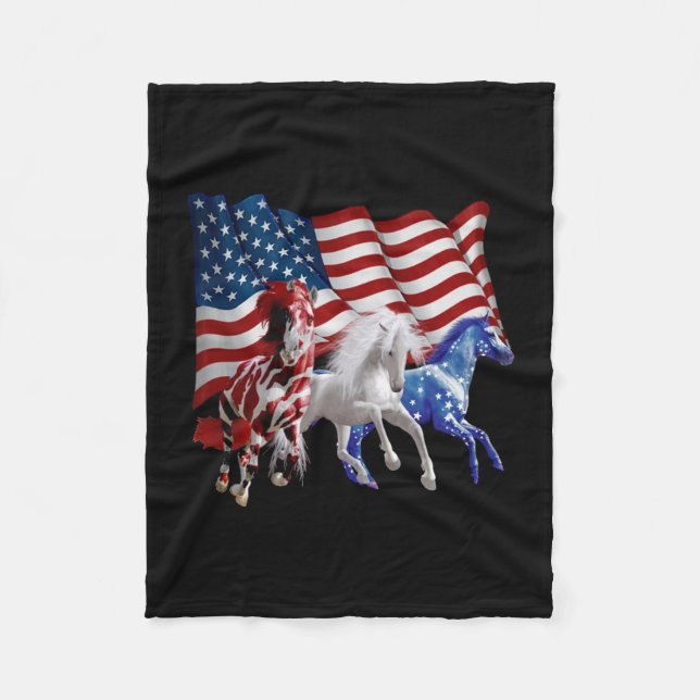 Cobertor De Velo Cavalos - Bandeira Americana (Frente)