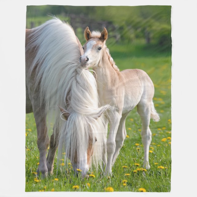 Cobertor De Velo Cavalos De Haflinger Fedem De Bebê Com Foto De Mãe (Frente)