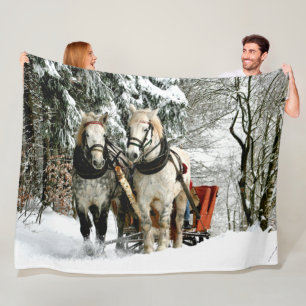 Cobertor De Velo CAVALOS e TRENÓ na NEVE