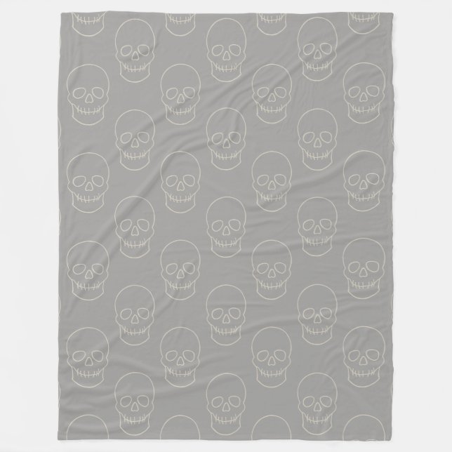 Cobertor De Velo Caveira - Cinza fantasma e branco ósseo (Frente)