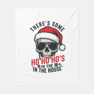 Cobertor De Velo Caveira de Natal Ho Ho Ho Humor Design