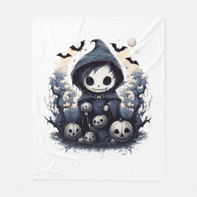Cobertor De Velo Ceifador Chibi Encapuzado Halloween - Fã do Fantás (Frente)