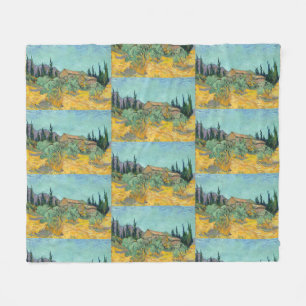 Cobertor De Velo Celeiros de Madeira de Van Gogh Paisagem Amarela A