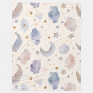 Cobertor De Velo Celestial Lunares Estrelas Aquarela Pastéis Capric
