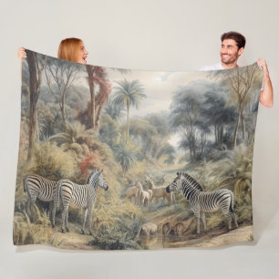 Cobertor De Velo Cena botânica das zebras num oásis
