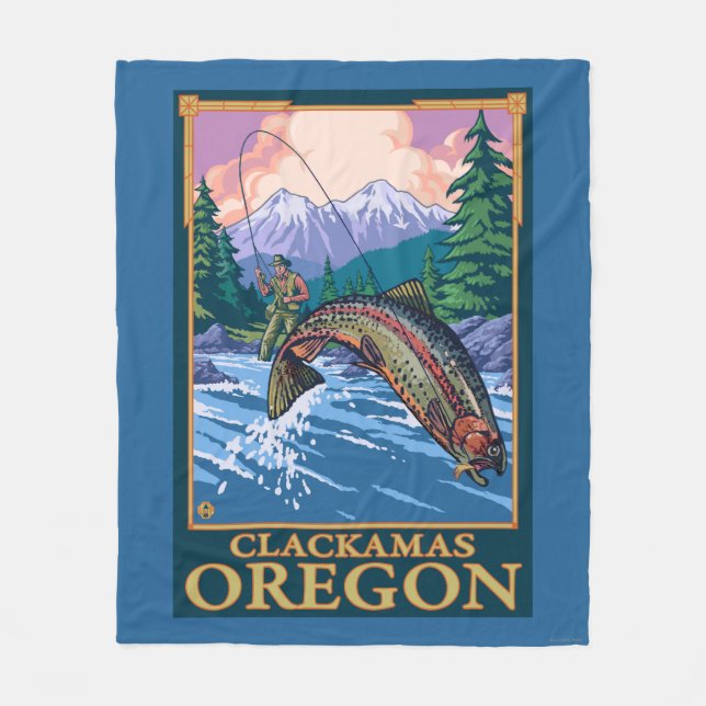 Cobertor De Velo Cena da pesca com mosca - Clackamas, Oregon (Frente)
