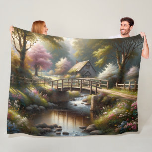 Cobertor De Velo Cena de Chalé de Ponte da Primavera em Estilo Cott