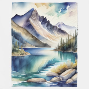 Cobertor De Velo Cena do Lago Watercolor Mountain 4:5 Poster