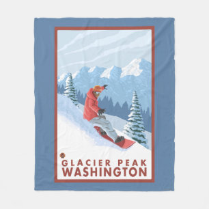 Cobertor De Velo Cena do Snowboarder - pico da geleira, Washington