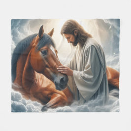 Cobertor De Velo Cena Serena de Compaixão com Jesus e Cavalo