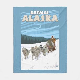 Cobertor De Velo Cena Sledding do cão - Katmai, Alaska