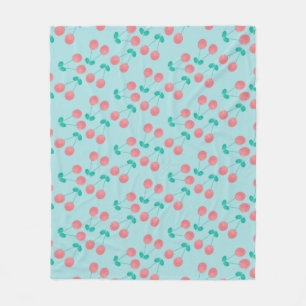 Cobertor De Velo Cerejas Pintadas à Mão Aquarela Rosa Azul Claro