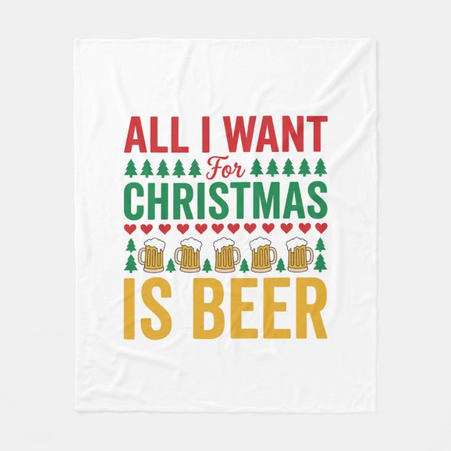 Cobertor De Velo Cerveja de Natal Design Divertido de Bebida de Fer (Frente)