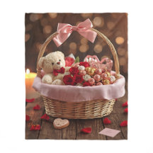 Cesto Romântico de Ursinho de Pelúcia Rosa no Dia 