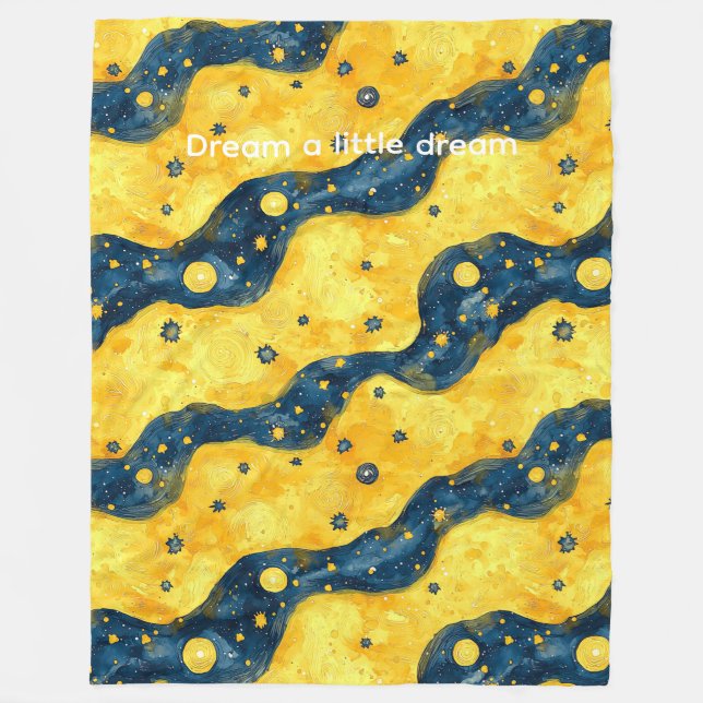Cobertor De Velo Céu Estrelado Azul Amarelo (Frente)