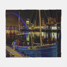 Cobertor De Velo Céu iluminado pela lua sobre o rio Tyne em Newcast