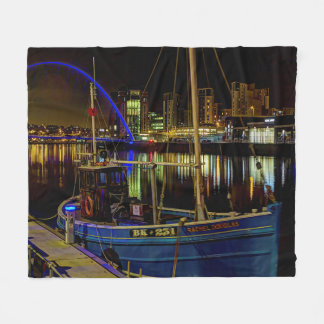 Cobertor De Velo Céu iluminado pela lua sobre o rio Tyne em Newcast