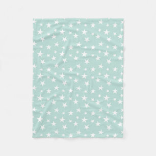 Cobertor De Velo Céu Verde Menta Estrelas Brancas Pastel Delicado