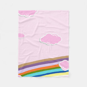 Cobertor De Velo céus de algodão doce rosa com arco-íris