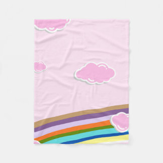 Cobertor De Velo céus de algodão doce rosa com arco-íris