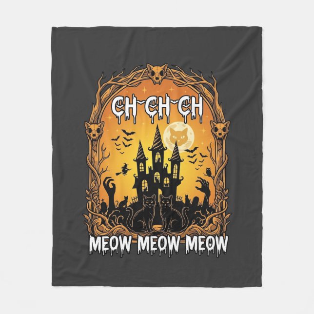 Cobertor De Velo Ch Meow Castelo Assombrado de Halloween_1 (Frente)