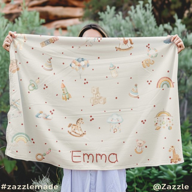 Cobertor De Velo Chá de fraldas de Boho Fleece Blanket Personalizad (Boho Baby Shower Personalized Fleece Blanket)