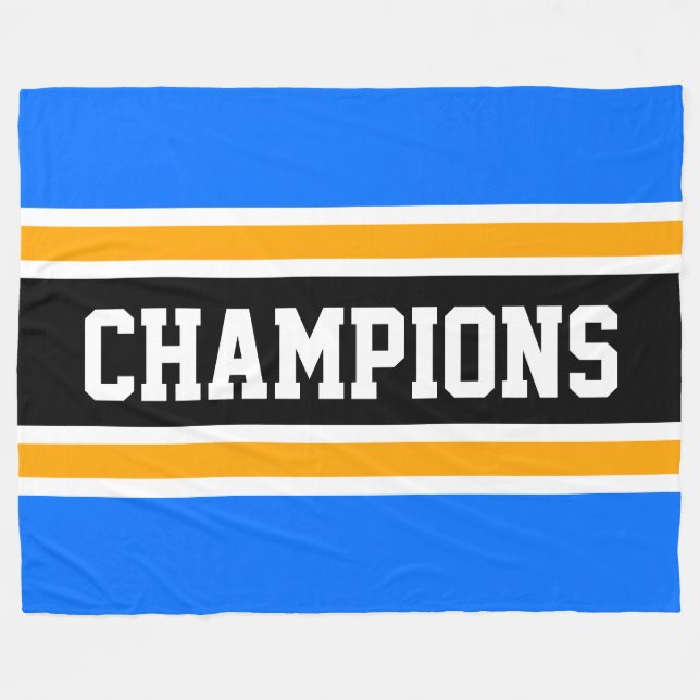 Cobertor De Velo CHAMPIONS Brilhantes Azul Escuro Estrias Amarelas  (Frente (Horizontal))