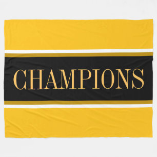 Cobertor De Velo CHAMPIONS Negrito Amarelo Brilhante Listras Pretas