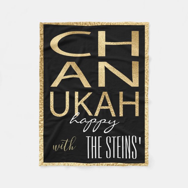 Cobertor De Velo Chanukah Dourada Fleece Blanket (Frente)