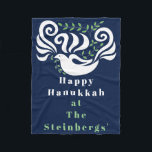 Cobertor De Velo Chanukah Dove Stencil Fleece Blanket<br><div class="desc">Personalize "Chanukah Dove Stencil" Fleece Blanket/Small Personalize eliminando o texto e adicionando a sua própria mensagem. Escolha seu estilo, tamanho e cor de fonte favoritos. A cor de fundo pode ser alterada. O design também pode ser adicionado aos tamanhos de cobertor, médio e grande. Tamanho: Flórida em Aberto, 30"x40" É...</div>