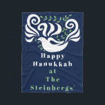Cobertor De Velo Chanukah Dove Stencil Fleece Blanket<br><div class="desc">Personalize "Chanukah Dove Stencil" Fleece Blanket/Small Personalize eliminando o texto e adicionando a sua própria mensagem. Escolha seu estilo, tamanho e cor de fonte favoritos. A cor de fundo pode ser alterada. O design também pode ser adicionado aos tamanhos de cobertor, médio e grande. Tamanho: Flórida em Aberto, 30"x40" É...</div>