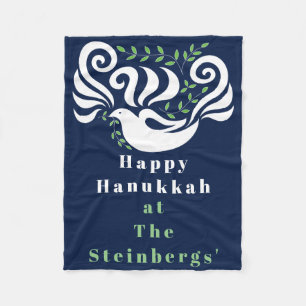 Cobertor De Velo Chanukah Dove Stencil Fleece Blanket