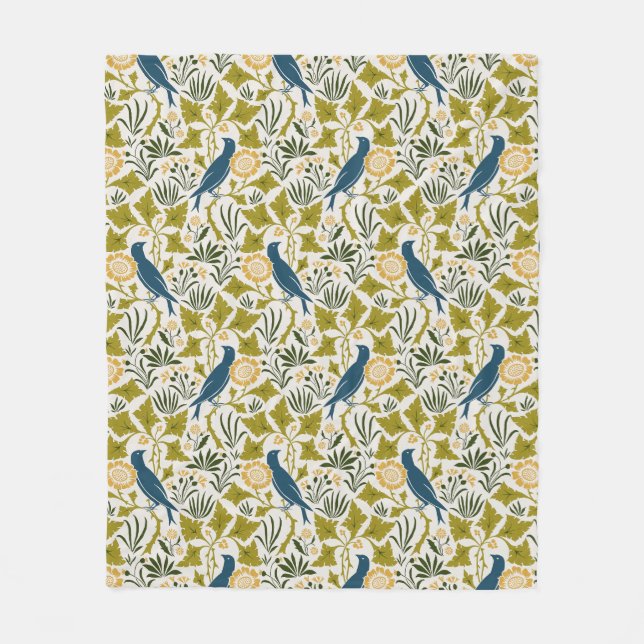 Cobertor De Velo Charles Voysey Entre as Folhas com Bluebird (Frente)