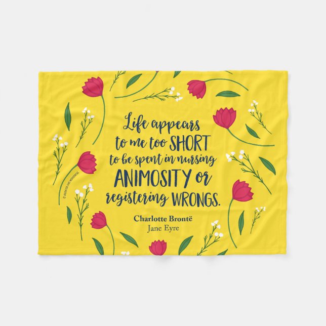 Cobertor De Velo Charlotte Bronte Jane Eyre Citação Do Livro De Vid (Frente (Horizontal))
